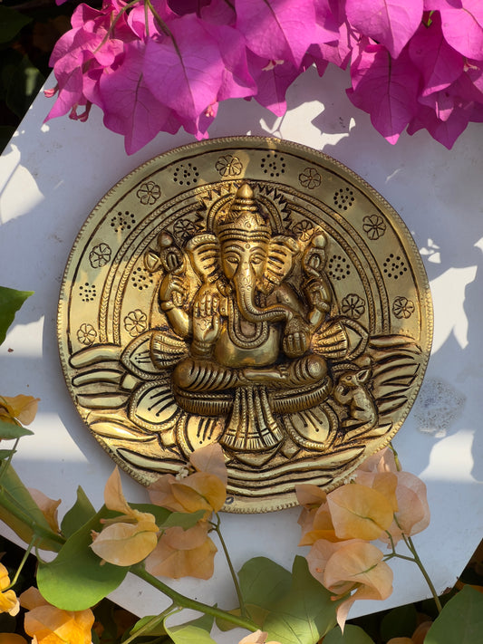 Divine Brass Ganpati Door Hanging – Handcrafted Wall Accent for Auspicious Beginnings(inc)