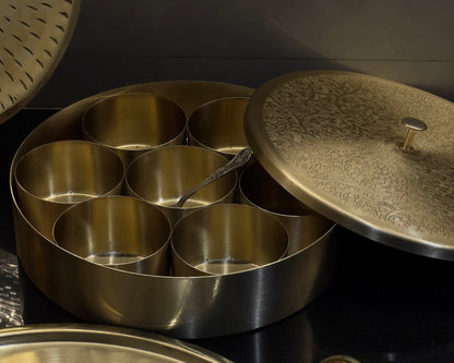 Royal Brass Masala Box/Daani